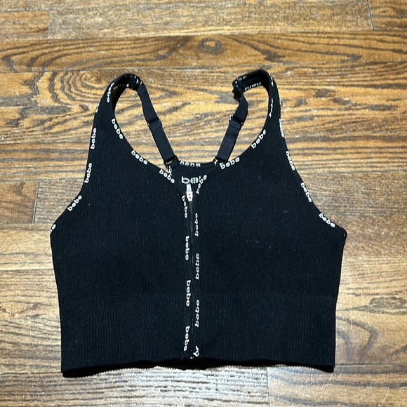 Bebe Seamless Rib Zip Sports Bra - Picture 1 of 2